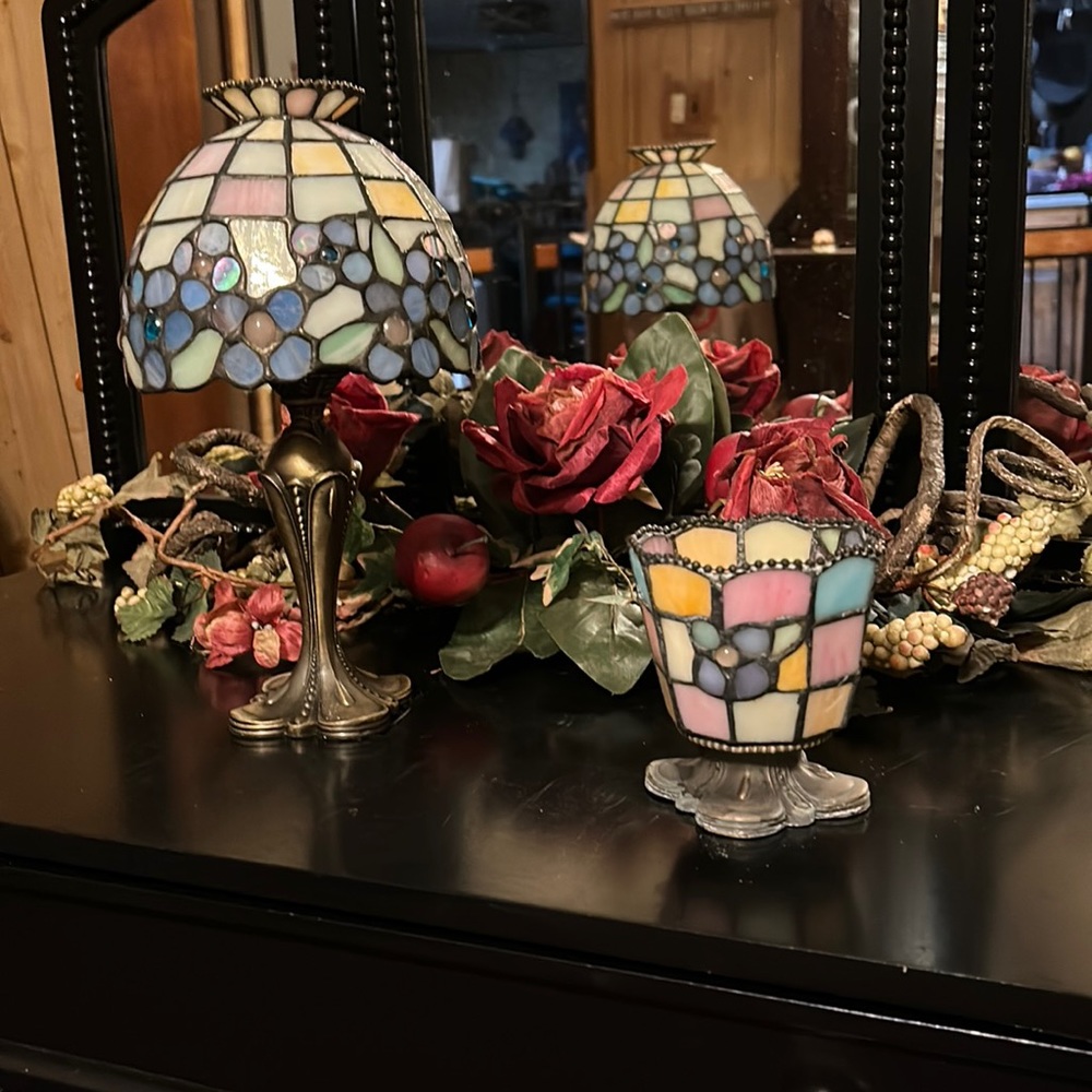 Partylite “stained glass” vintage series matching set set